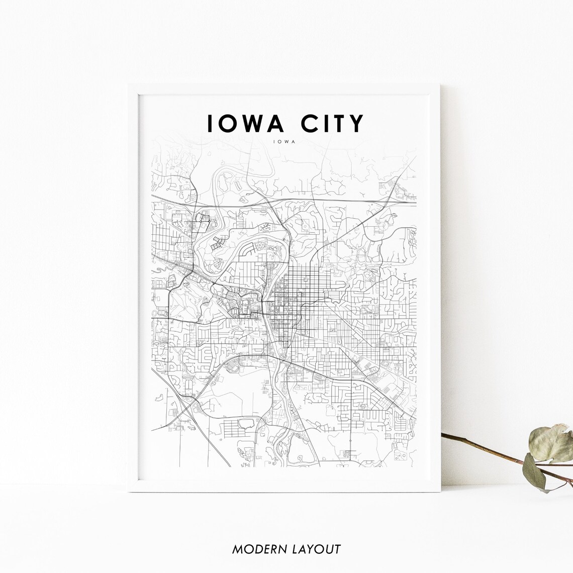 Iowa City IA Map Art Print, Nursery Room Decor