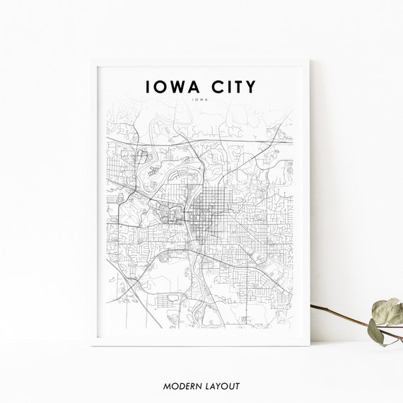 Iowa City IA Map Art Print, Nursery Room Decor