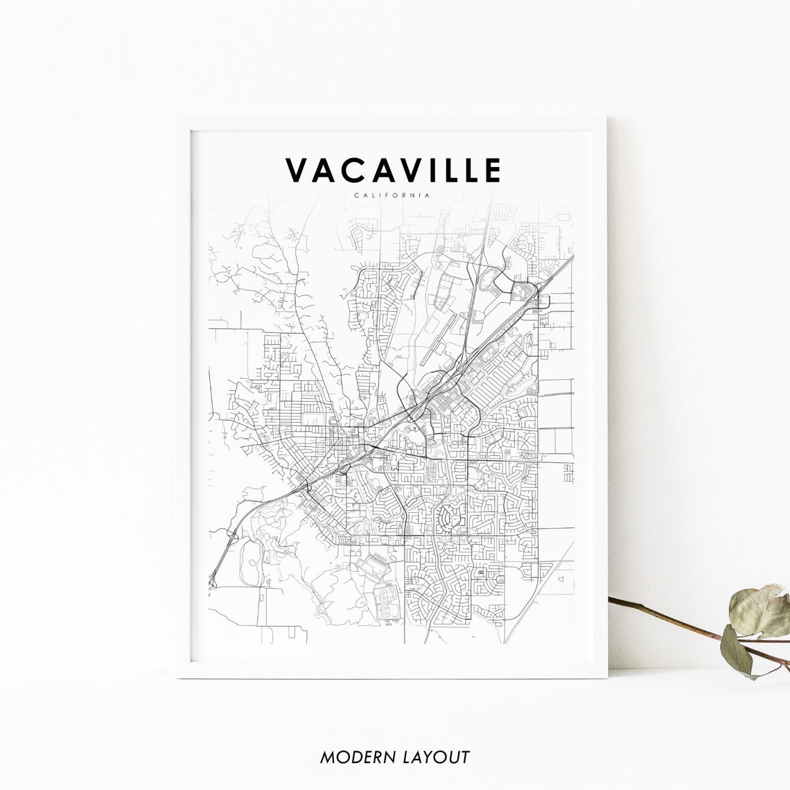 Vacaville California Minimalist Street Map Poster Modern Layout
