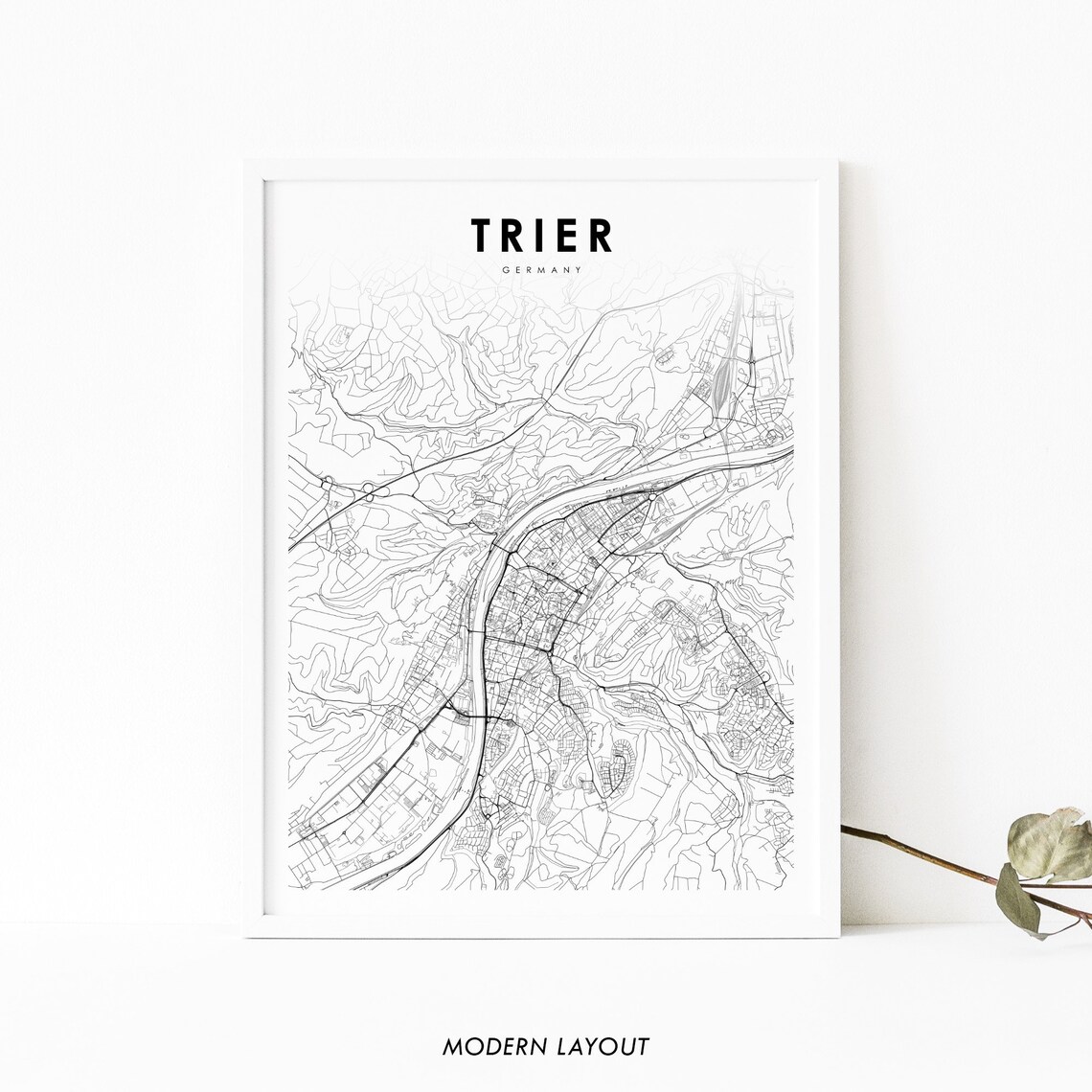 Trier Germany Map Print, Nursery Room Wall Art