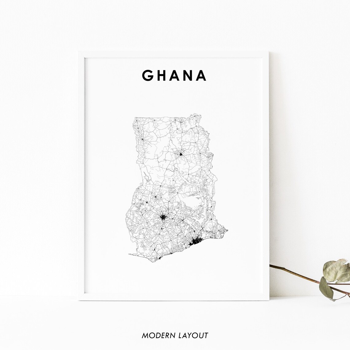 Ghana Map Print, Accra Nursery Room Poster