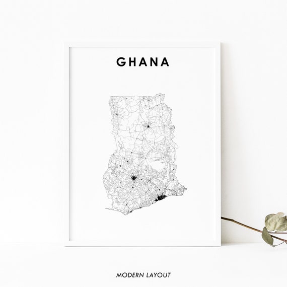 Ghana Map Print, Accra Nursery Room Poster