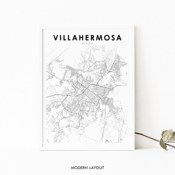 Villahermosa Mexico Map Print Tabasco Mxico Art Poster City Street Road Nursery Room Office Wall Decor