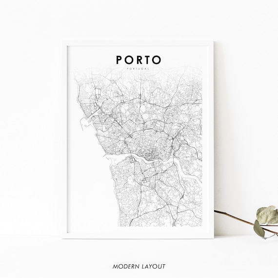 Porto Area Portugal Map Print Art Poster City Street Road Nursery Room Wall Office Decor