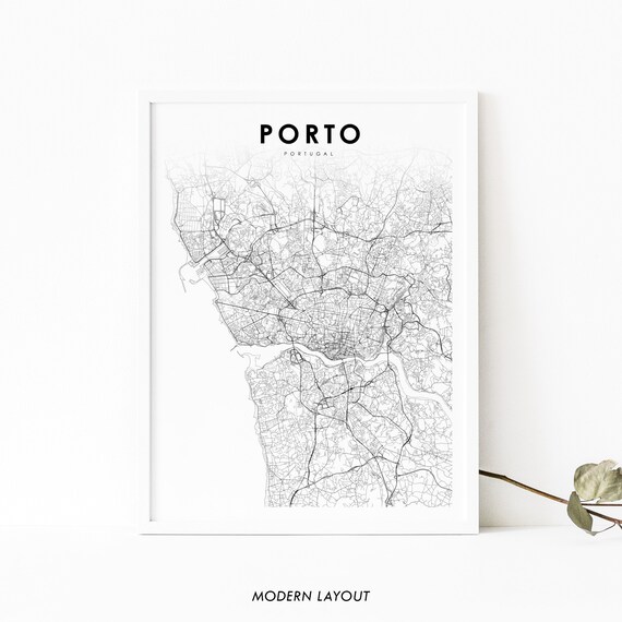 Porto Portugal Minimalist City Map Black And White Art Poster