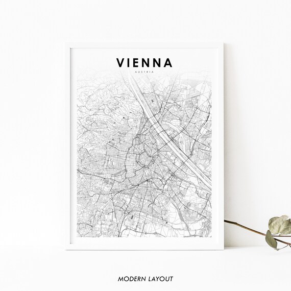 Vienna Area Austria Map Print Wien Sterreich Art Poster City Street Road Nursery Room Wall Office Decor