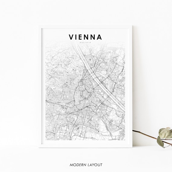 Vienna Austria Street Map Minimalist Black and White Art Poster