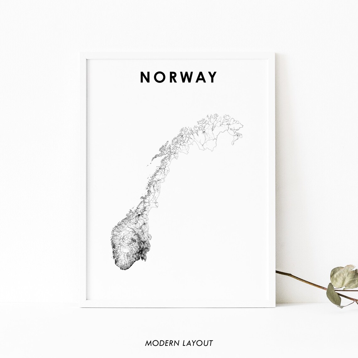 Norway Map Print, Scandinavian Nursery Room Poster
