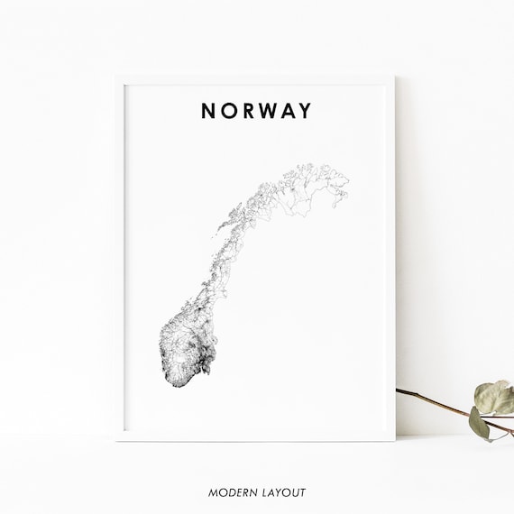 Norway Map Print, Scandinavian Nursery Room Poster