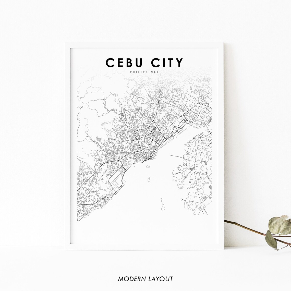 Cebu City Philippines Map Art Print, Nursery Decor