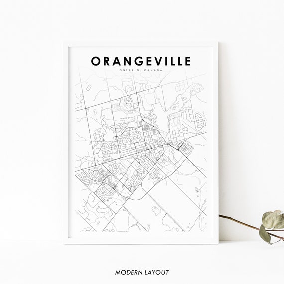 Orangeville Ontario Map Print, Canada City Poster