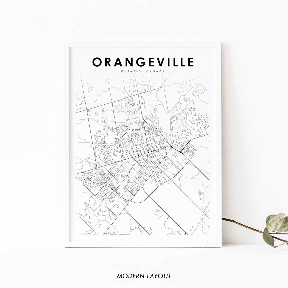 Orangeville Ontario Map Print, Canada City Poster