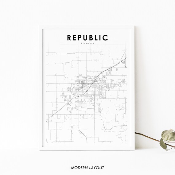 Republic Missouri Minimalist Modern Street Map Art City Poster