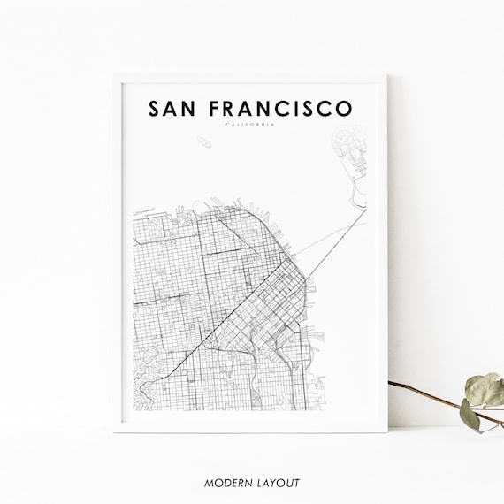 Downtown San Francisco California City Map Minimalist Wall Poster