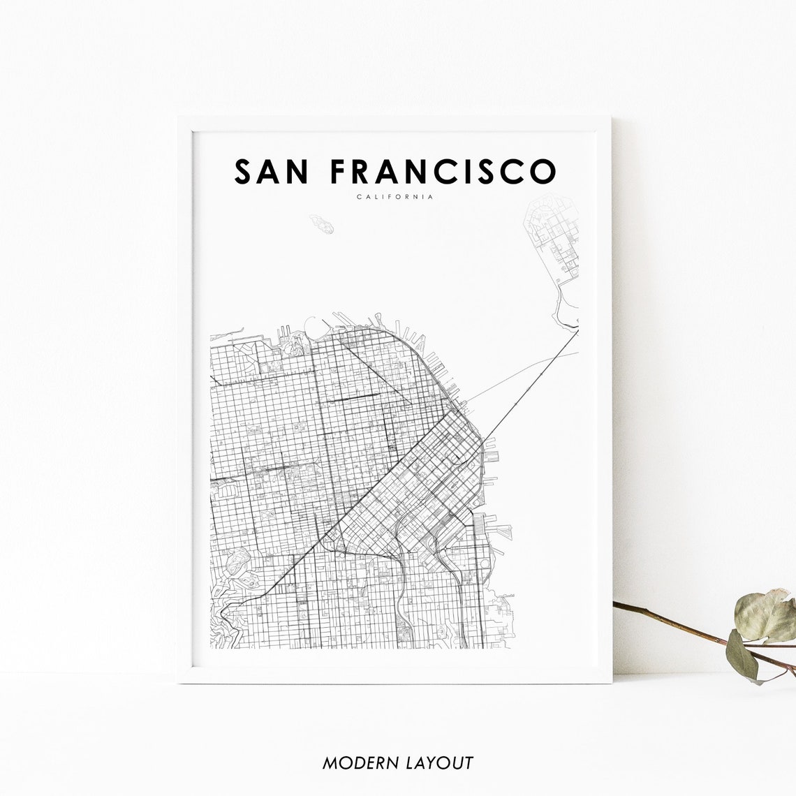 Downtown San Francisco California City Map Minimalist Wall Poster