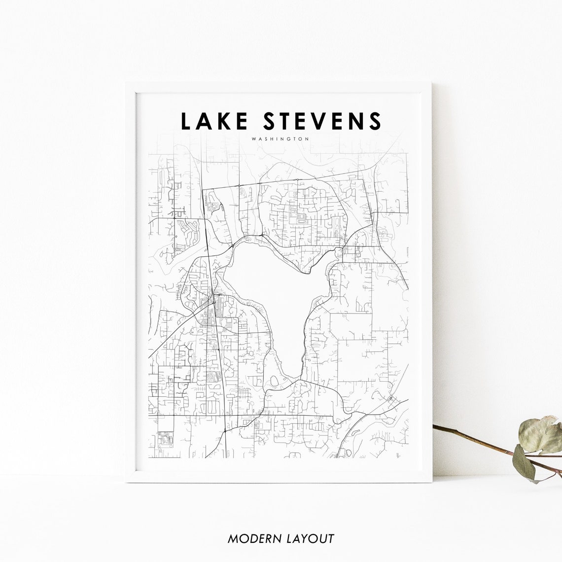 Lake Stevens Washington City Map Minimalist Modern Wall Poster