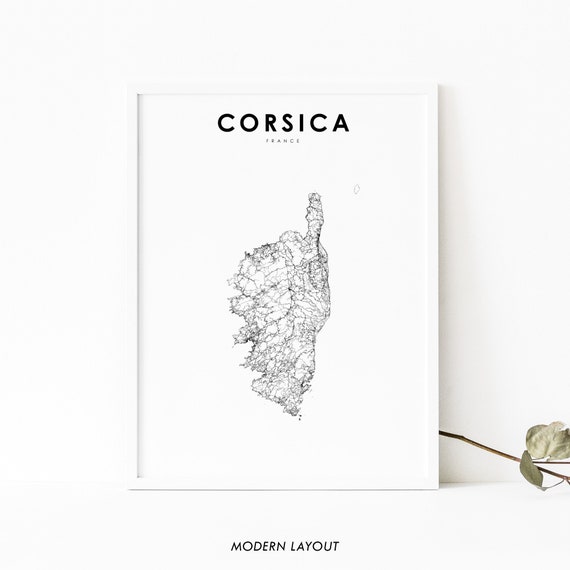 Corsica France Map Print, Nursery Room Decor