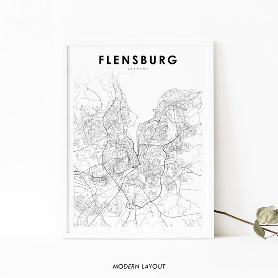Flensburg Germany Map Print, City Street Road Poster