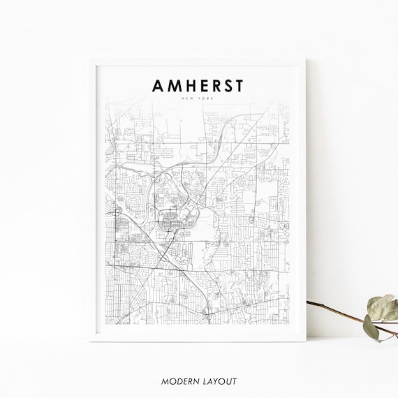 Amherst New York Minimalist City Street Map Travel Gift Poster