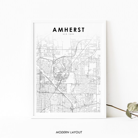 Amherst Ny Map Print New York Usa Art Poster Buffalo Erie City Street Road Nursery Room Wall Office Decor