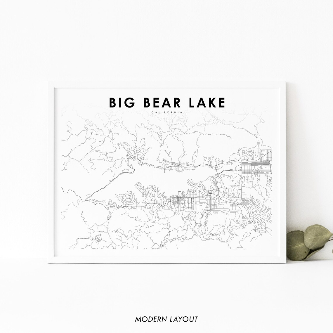 Big Bear Lake CA Map Print, Nursery Room Decor