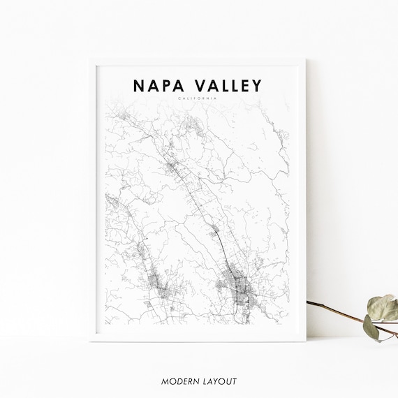 Napa Valley California Street Road Map Modern Minimalist Poster