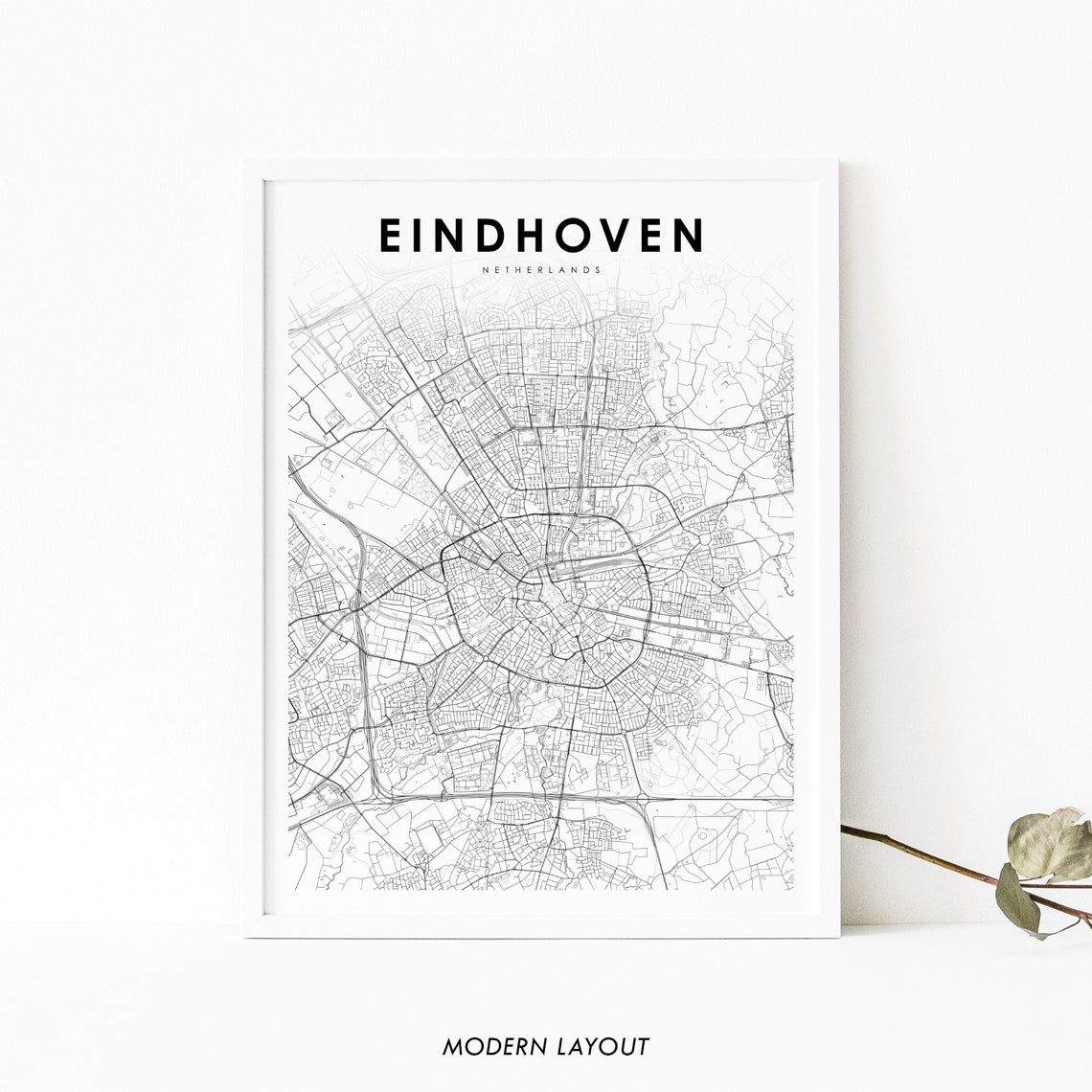 Eindhoven Netherlands Minimalist City Map Line Art Travel Poster