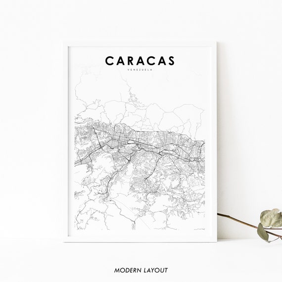 Caracas Venezuela Map Print, City Street Road Poster