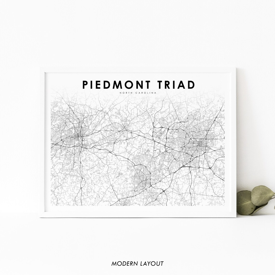 Piedmont Triad NC Map Print, North Carolina Poster
