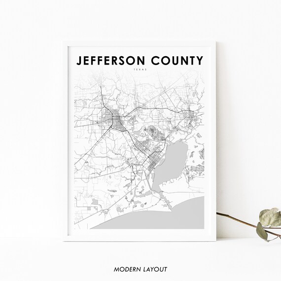 Jefferson County Tx Map Print Texas Usa Art Poster City Street Road Nursery Room Office Wall Decor