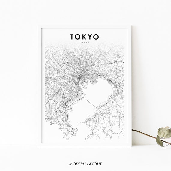 Tokyo Bay Japan Map Art Print, Kanto City Street