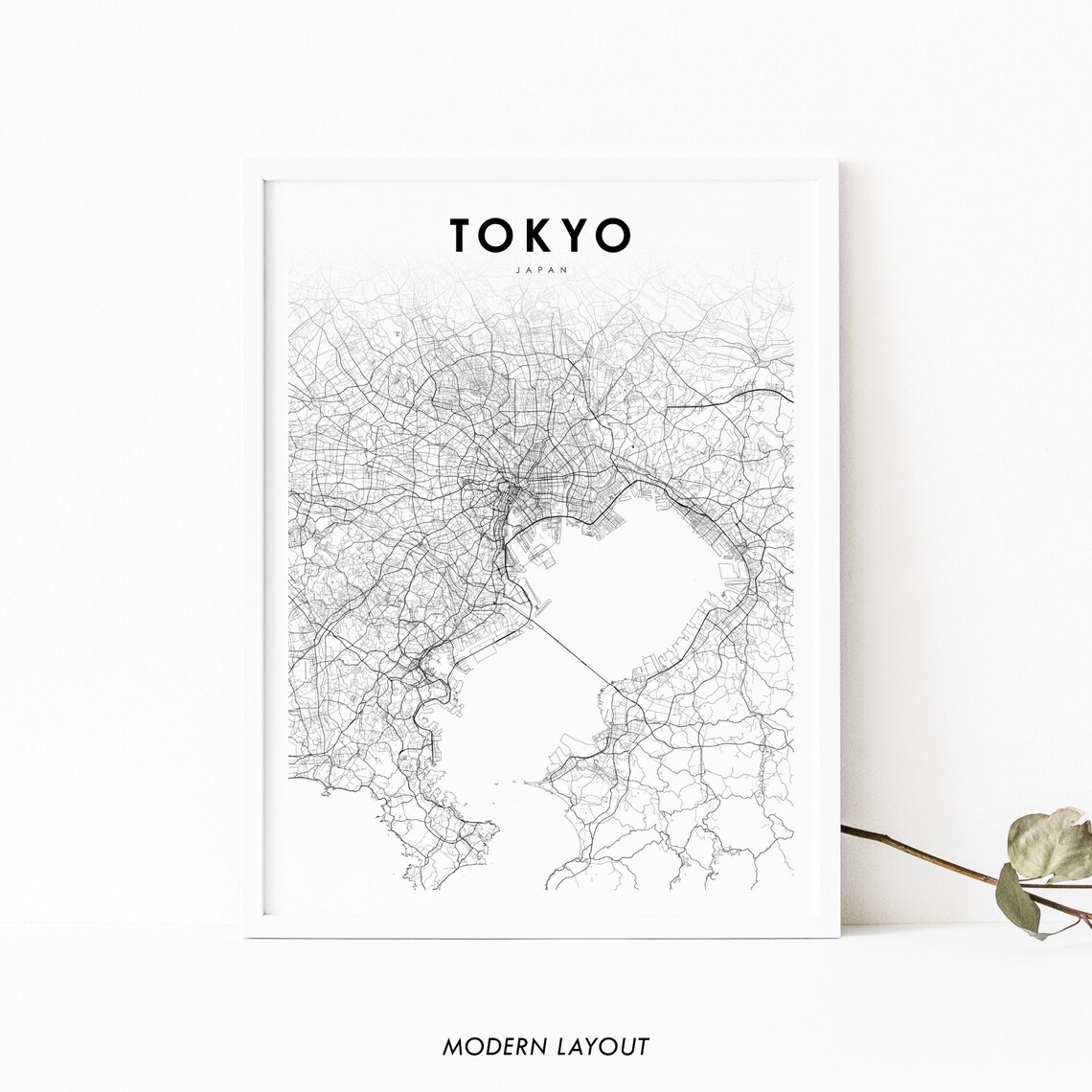 Tokyo Bay Japan Map Art Print, Kanto City Street