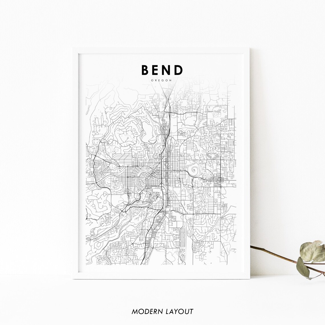 Bend Or Map Print, Oregon USA Street Map Poster