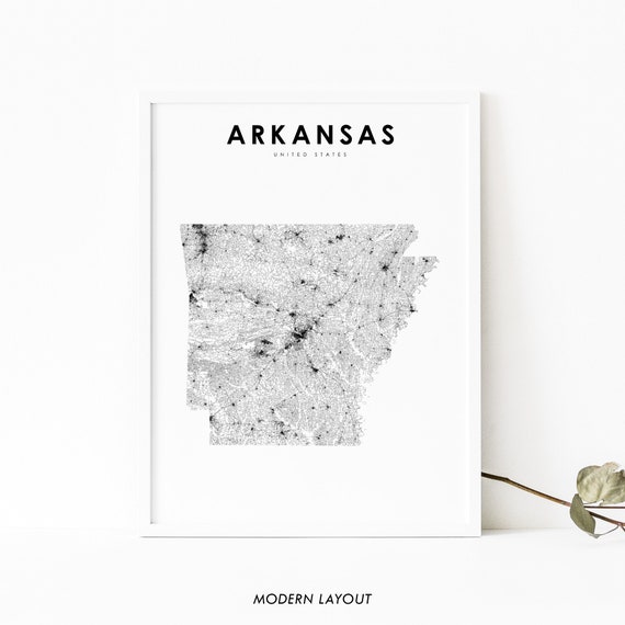 Arkansas Map Print, USA State Road Poster