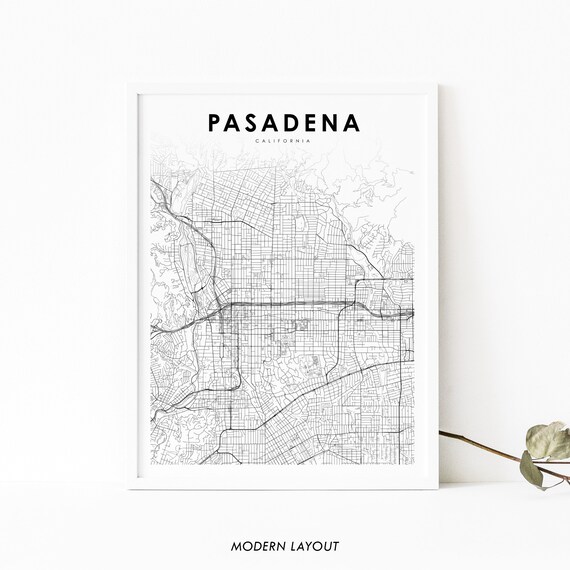 Pasadena California Minimal Street Map Modern Layout Art Poster