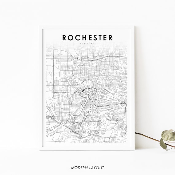 Downtown Rochester New York City Street Map Minimalist Poster