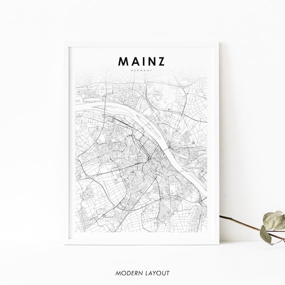 Mainz Germany Map Print Art Poster Mayence Mogontiacum City Street Road Nursery Room Office Wall Decor