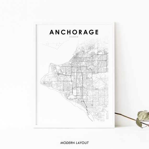 Anchorage, AK Map Poster, Nursery Room Wall Decor