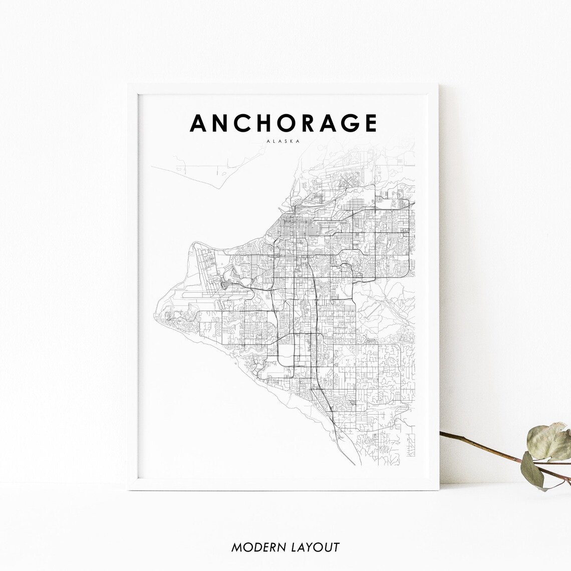 Anchorage, AK Map Poster, Nursery Room Wall Decor