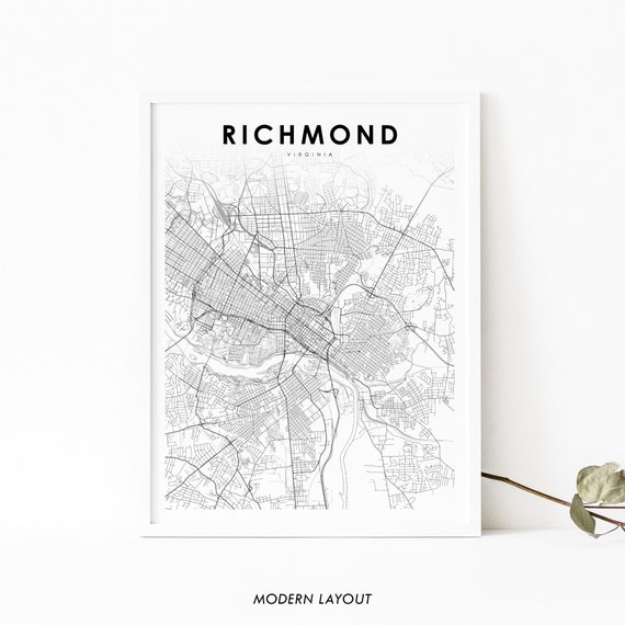 Richmond VA Map Print, Virginia Nursery Wall Art