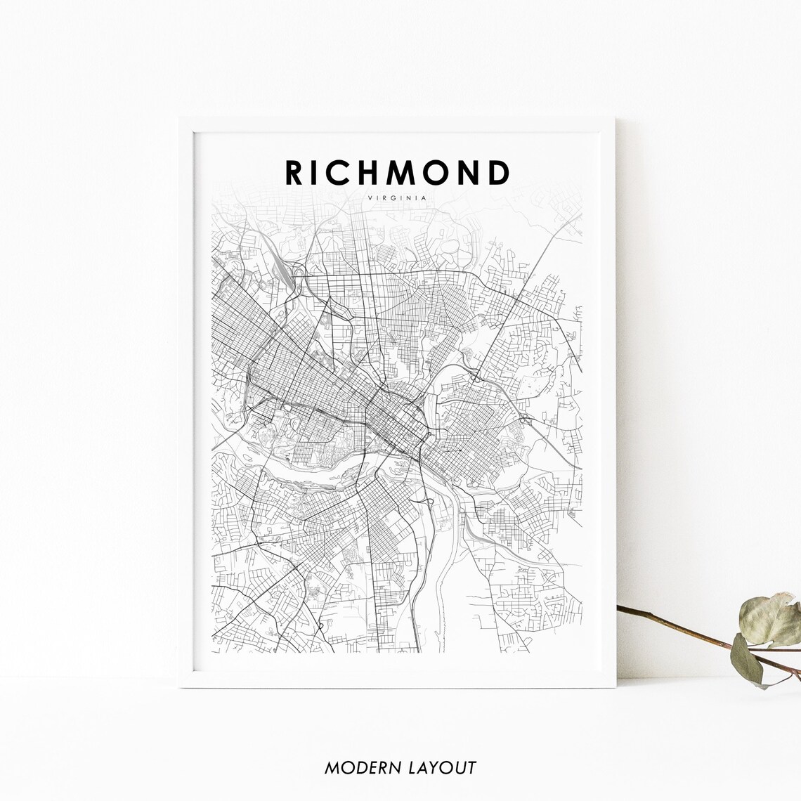 Richmond VA Map Print, Virginia Nursery Wall Art