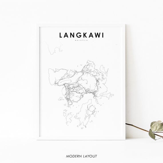 Langkawi Malaysia Island Minimalist Street Map Line Art Print