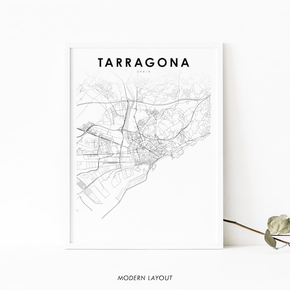 Tarragona Spain Minimalist City Street Map Line Art Wall Poster