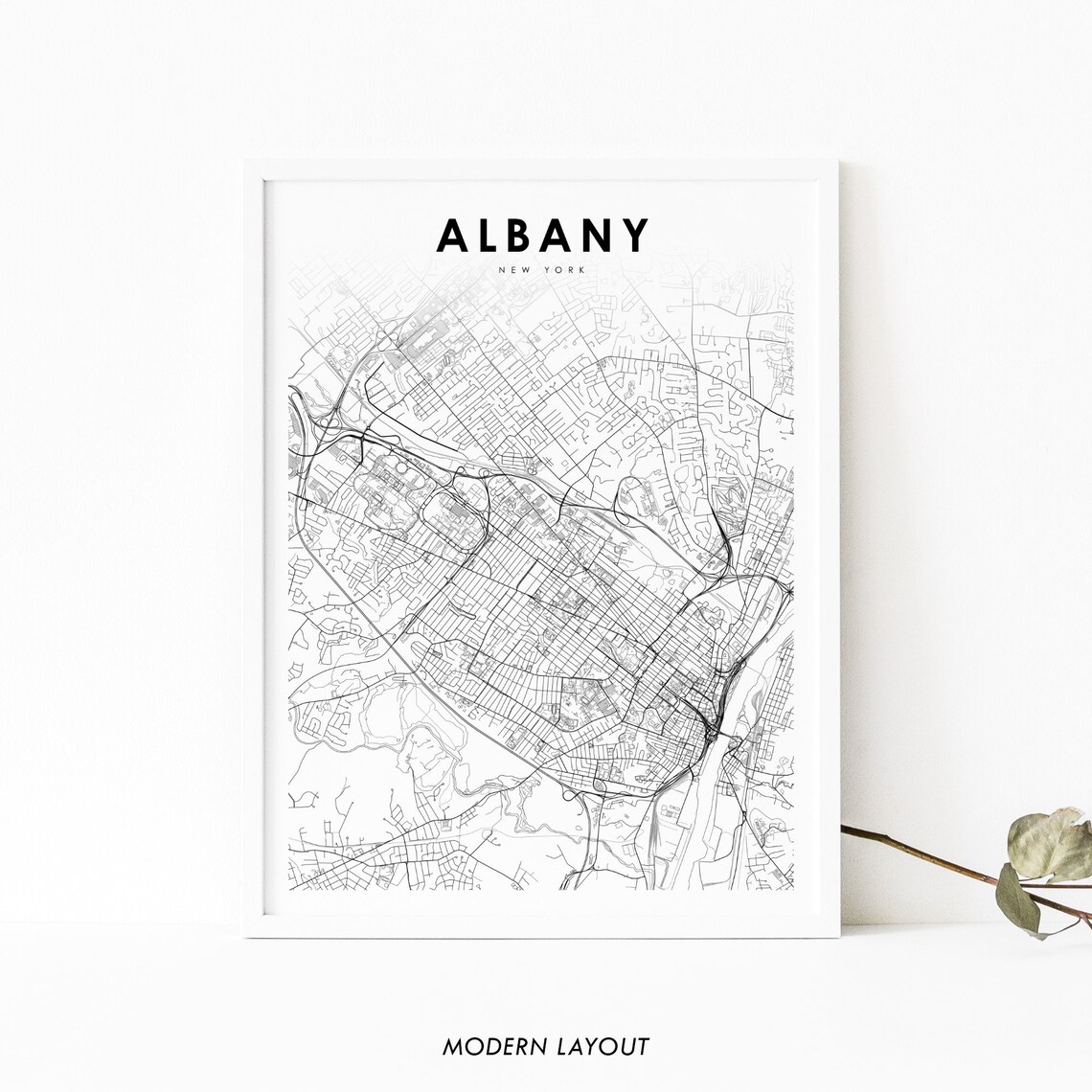 Albany NY Map Print, New York USA Travel Poster