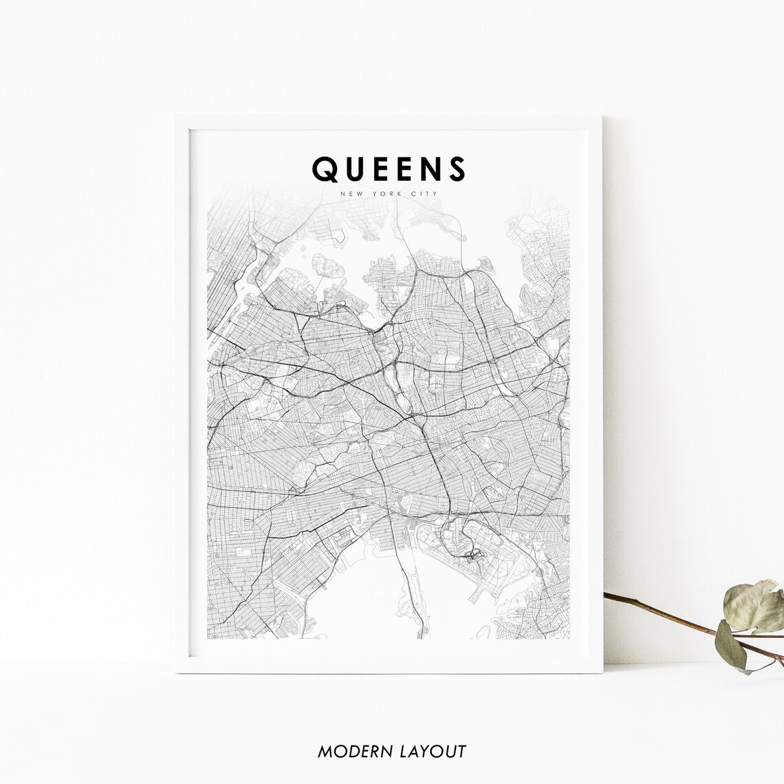 Queens NYC Map Print, New York City Poster