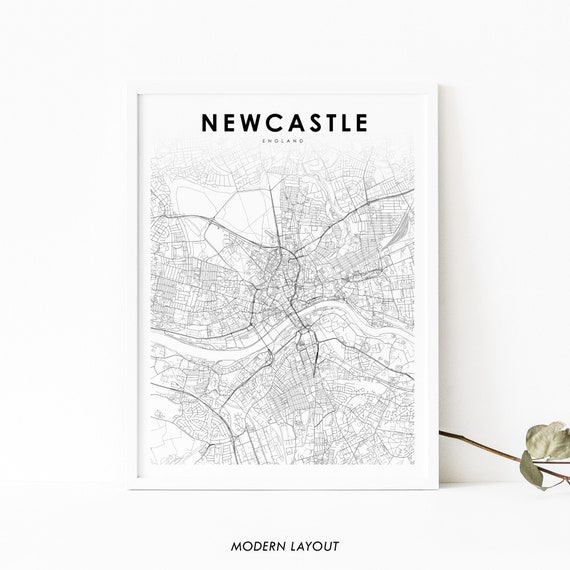 Newcastle Upon Tyne England Map Poster, UK City
