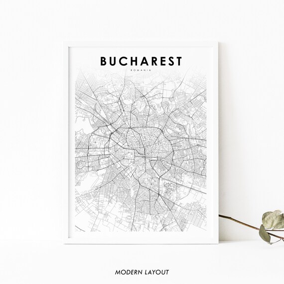 Bucharest Romania Map Print Art Poster Bucureti Romnia City Street Road Nursery Room Wall Office Decor