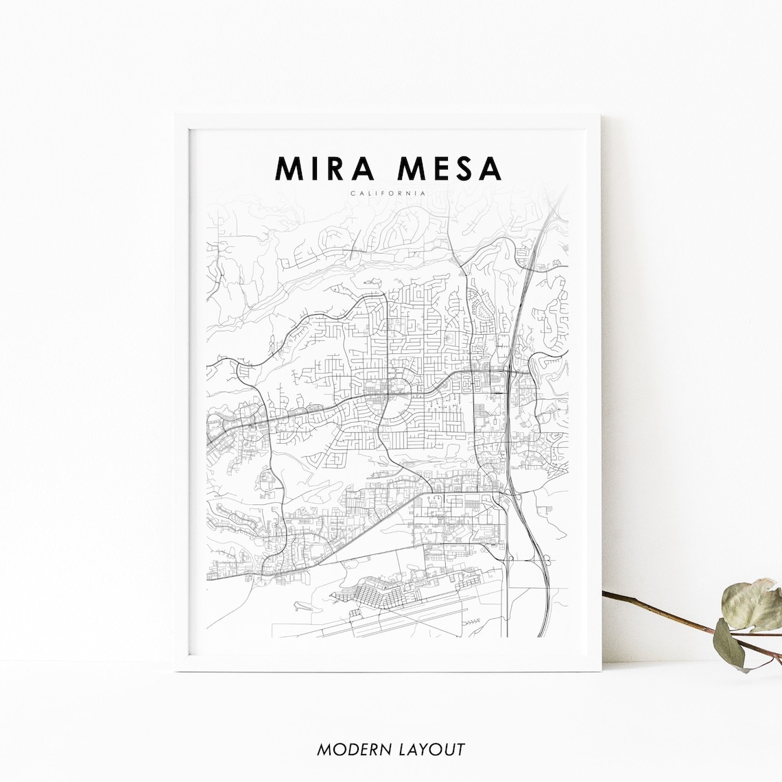 Mira Mesa CA Map Print, San Diego Street Poster