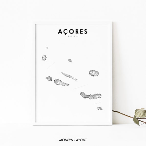 Azores Map Print, Portugal Road Poster