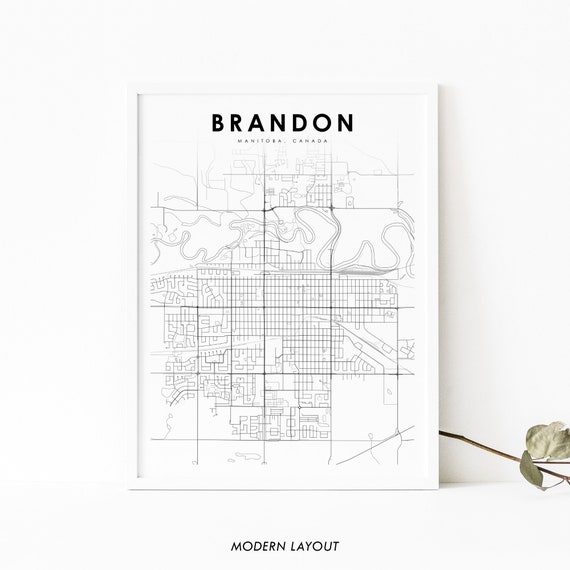 Brandon Manitoba Map Print, Westman City Street Road
